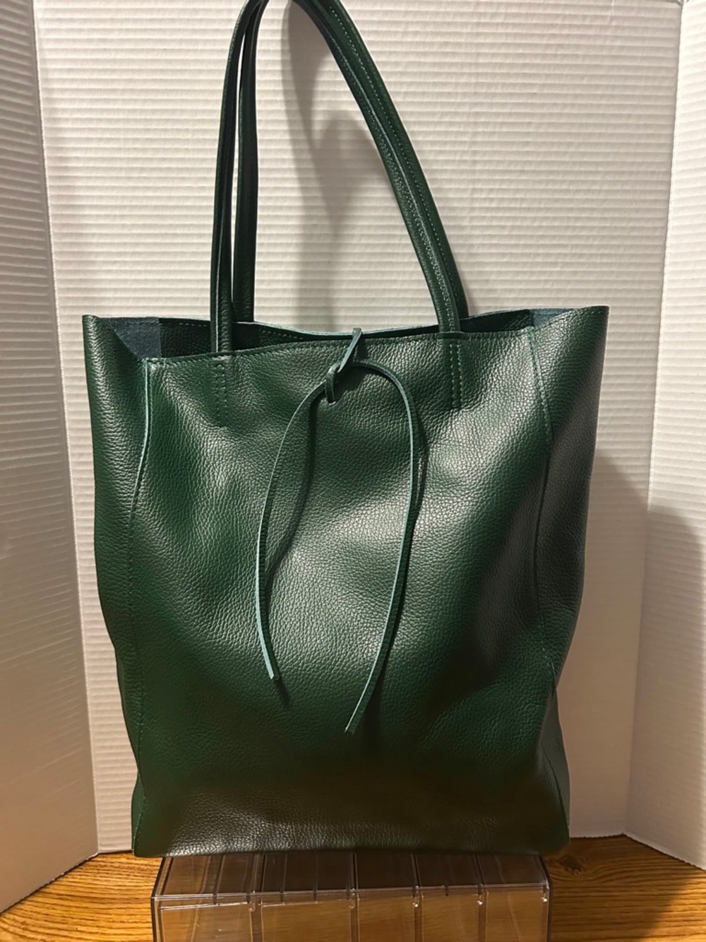 Forest Green Leather Tote Bag